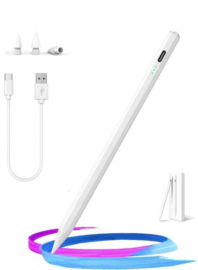 MUMO Stylus Pen for iPad(2018-2025)-13 Mins Fast Charge with Tilt Sensitivity & Palm Rejection for iPad 11/10/9/8/7/6th Gen, Air 7/6/5/4/3/M3/M2, Pro 13"/12.9"/11"/M4, Mini 7/6/5th, White - Image 1
