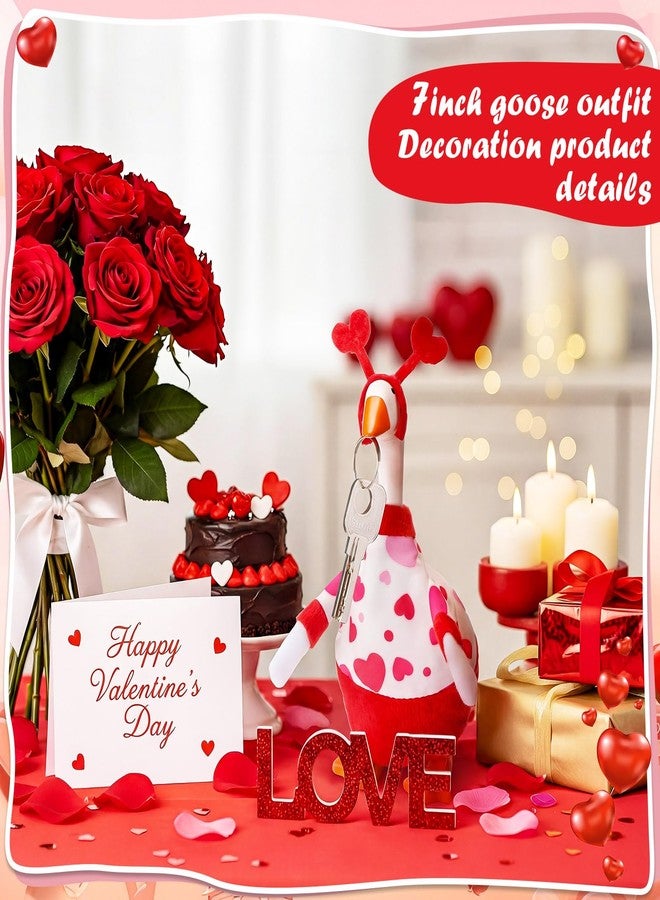 Simlakey 1 Set Valentines Day 7 Inch Mini Desk Goose Outfits Romantic Dress and Bow Hat Desk Goose Costume for Duck Statue Decor (Heart Hat) - Image 4