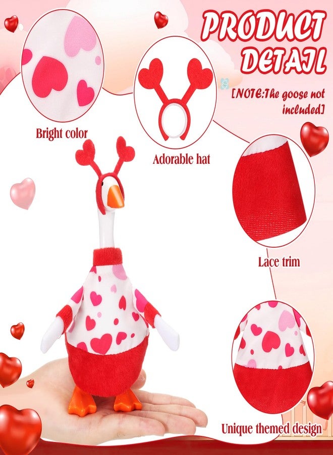 Simlakey 1 Set Valentines Day 7 Inch Mini Desk Goose Outfits Romantic Dress and Bow Hat Desk Goose Costume for Duck Statue Decor (Heart Hat) - Image 3