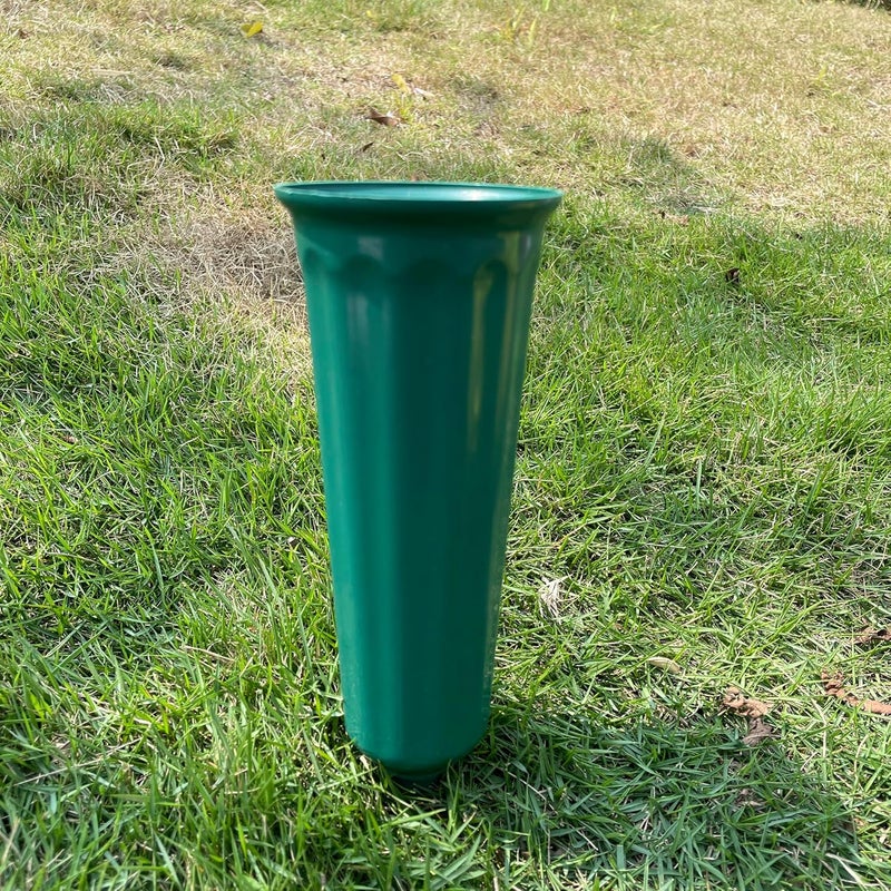 OTDCGI Memorial Floral Vases, Cemetery Vase, Headstones Flower Holder, Grave Cone Vase, Flower Pots for Outdoor Plants, Decorative Plastic Containers (Set of 6, Green) - Image 3
