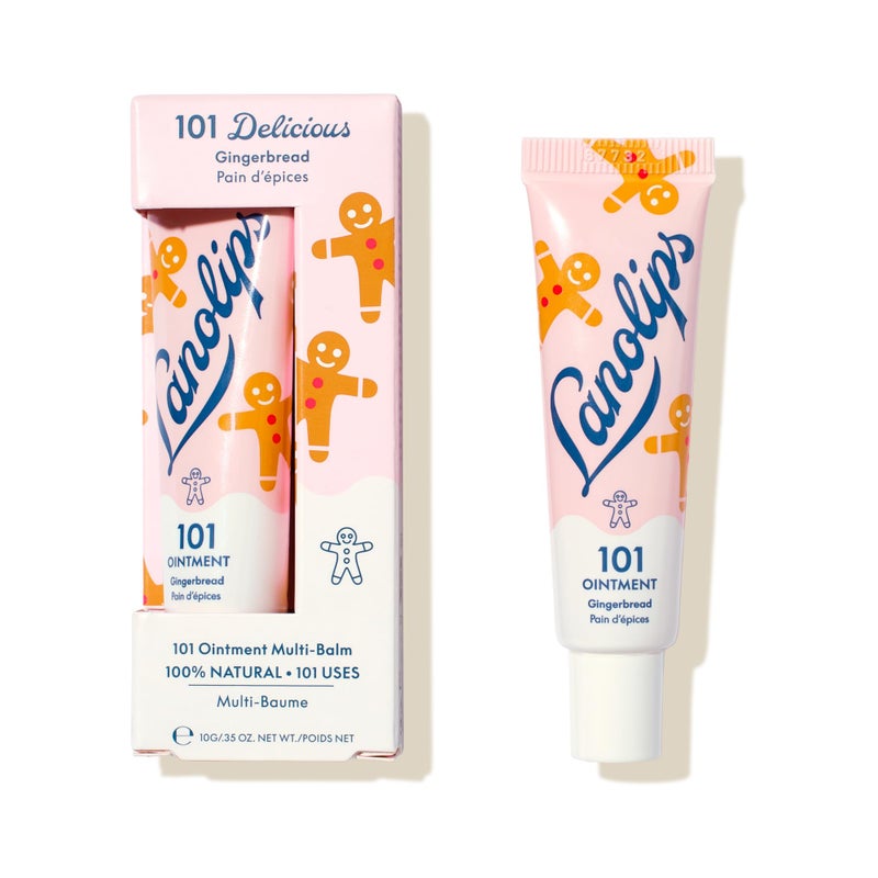 Lanolips Lanolin 101 Multipurpose Ointment - Lanolin Lip Balm & Healing Ointment for Skin Barrier Repair - Moisturizer for Dry Lips, Cuticles & Elbows - No Petroleum Formula - Gingerbread (0.35 oz) - Image 1