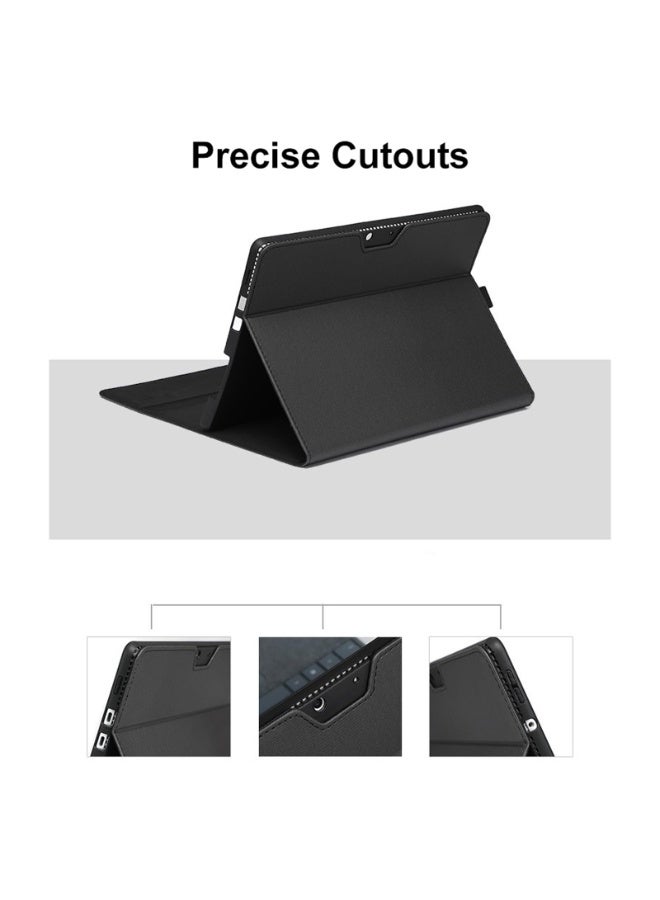 اكسيسن 2 قطعة/مجموعة حقيبة جلدية لحمل الكمبيوتر المحمول لأجهزة Microsoft Surface Pro 11/10/9، غطاء واقي، حامل متعدد الزوايا مع حامل أقلام، حقيبة تخزين الطاقة، حقيبة مقاومة للصدمات والسقوط (أزرق) - Image 2