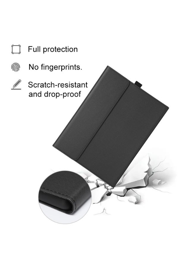 اكسيسن 2 قطعة/مجموعة حقيبة جلدية لحمل الكمبيوتر المحمول لأجهزة Microsoft Surface Pro 11/10/9، غطاء واقي، حامل متعدد الزوايا مع حامل أقلام، حقيبة تخزين الطاقة، حقيبة مقاومة للصدمات والسقوط (أزرق) - Image 4