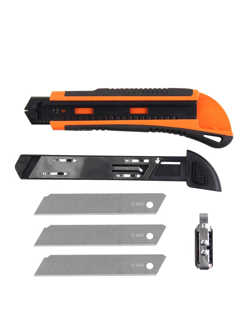 KSEIBI - Auto Retractable Blade Utility Knife, 18mm, SK5 Blade, Soft Grip Handle to Extend Blade, Release to Retract, for Construction and Carpentry, Home Improvement and Various Cutting Uses. - Image 1