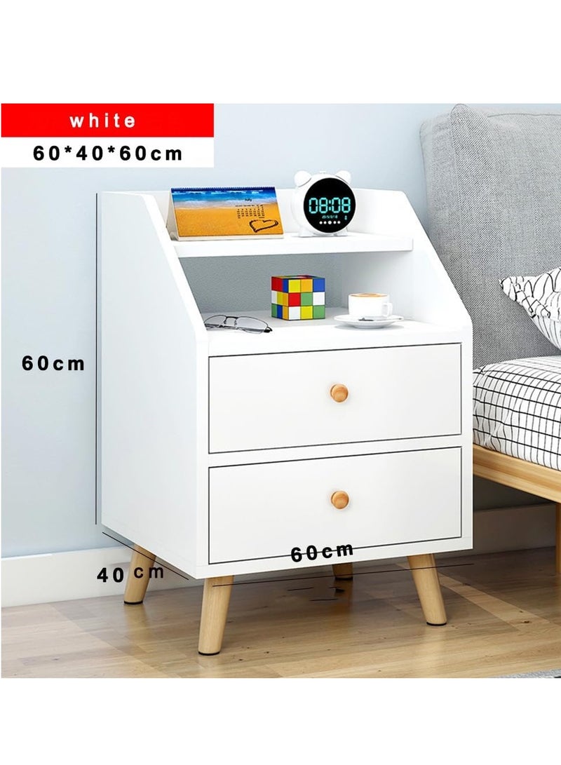 Generic Bedside Table, Nightstand End Side Table with 2 Drawers Shelf, Wooden Sofa Bed Side Storage Stand Cabinet for Bedroom Modern Assemble Storage Cabinet Bedroom Coffee Table (White)  - Image 2