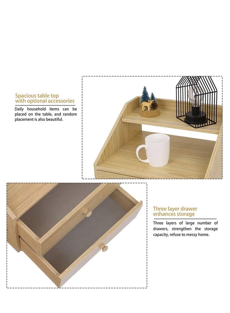 Generic Bedside Table, Nightstand End Side Table with 2 Drawers Shelf, Wooden Sofa Bed Side Storage Stand Cabinet for Bedroom Modern Assemble Storage Cabinet Bedroom Coffee Table (White)  - Image 3