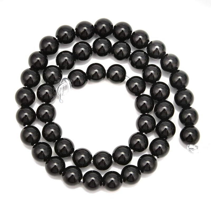 jodaying 20mm Large Hole Black Onyx 6mm Smooth Round Natural Gematone Loose Beads for Jewelry Making DIY Findings