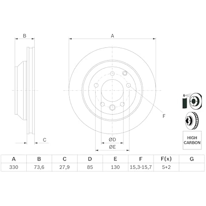 ريحني قرص فرامل بوش 0986479095 قطعة واحدة - Image 3