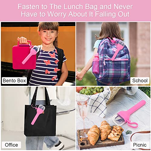Sophico Travel Utensils Set for Camping and Kids Lunch Box, Stainless Steel Fork and Spoon, Knife Silverware Flatware Sets with Silicone Case - Portable & Leak-proof, Dishwasher Safe (Pink, 1 Set) - Image 4