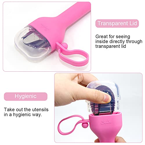 Sophico Travel Utensils Set for Camping and Kids Lunch Box, Stainless Steel Fork and Spoon, Knife Silverware Flatware Sets with Silicone Case - Portable & Leak-proof, Dishwasher Safe (Pink, 1 Set) - Image 2