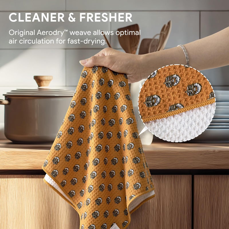 RECYCO Waffle Kitchen Towel Set of 2 - Quick Dry Microfiber Sustainable Dish Towels - Ultra Absorbent Reusable Cleaning Tea Towels - Lightweight Hand Towels,16â€x 28â€, Porcelain Blue - Image 4