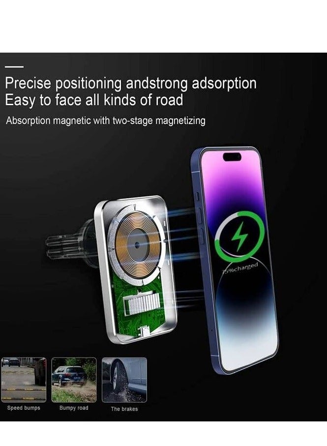 SYOSI Magnetic Car Mount Wireless Charger for iPhone 14/iPhone 13/13 Pro/12 Pro/Pro Max/Mini,Magnet Phone Holder Stand 15W Fast Charging Car Mount Wireless Charger Support - Image 5