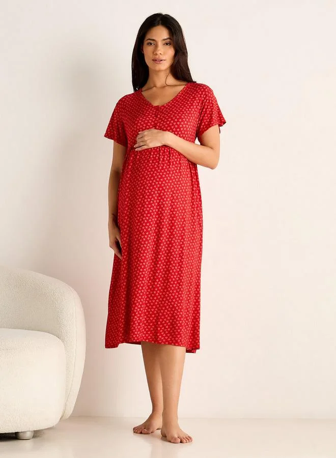 Splash FAV Printed Maternity Night Dress