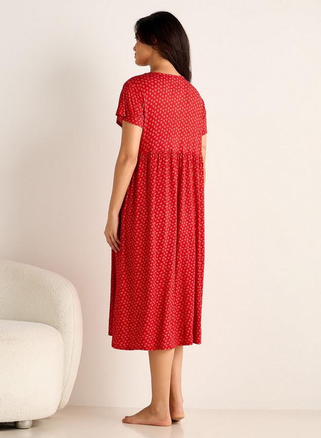 سبلاش فيڤ فستان نوم للحوامل مطبوع - Image 3