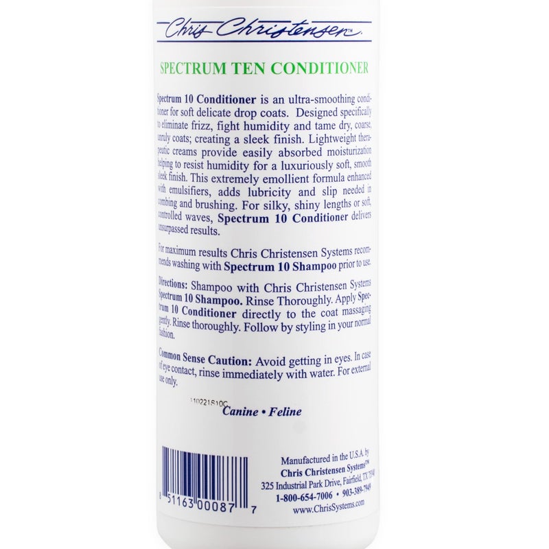 Chris Christensen Spectrum Ten Dog Conditioner, Groom Like a Professional, Gentle Cleansing, Leaves Coat Soft & Silky, Gorgeous Shine, Made in the USA, 473ml - Image 4
