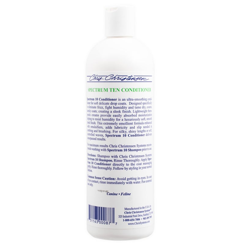 Chris Christensen Spectrum Ten Dog Conditioner, Groom Like a Professional, Gentle Cleansing, Leaves Coat Soft & Silky, Gorgeous Shine, Made in the USA, 473ml - Image 2