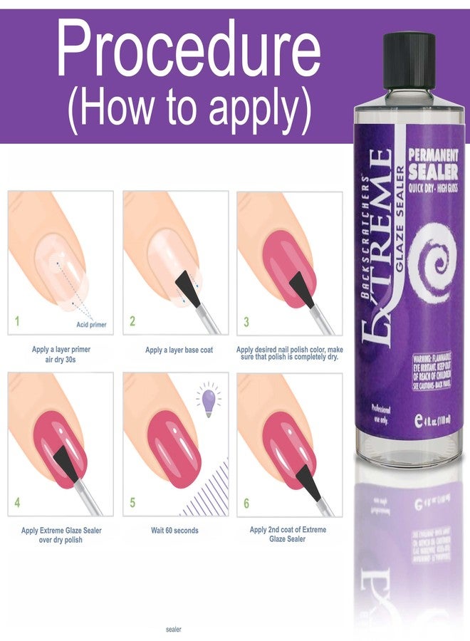 Backscratchers Extreme Permanent Glaze Sealer - Clear Permanent Top Coat - Long Lasting Dip Nail Polish - High Gloss and Quick Dry - Image 4