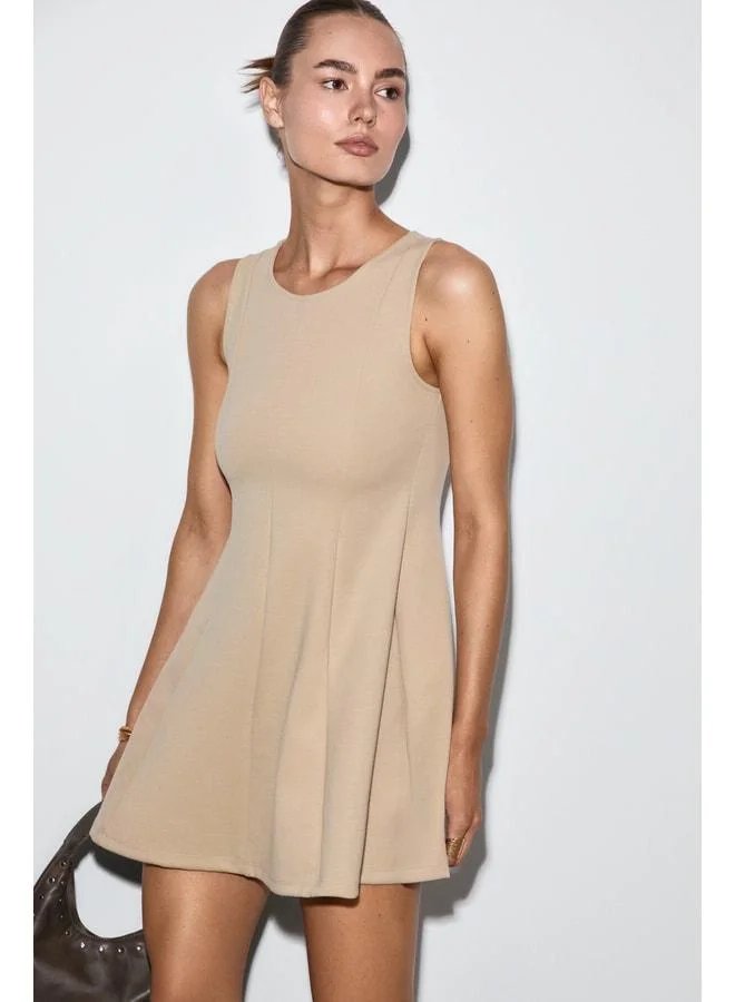 Grimelange CIEL Women's Soft and Stretchable Fabric Round-Collar Sleeveless Mini Viscose Dress.