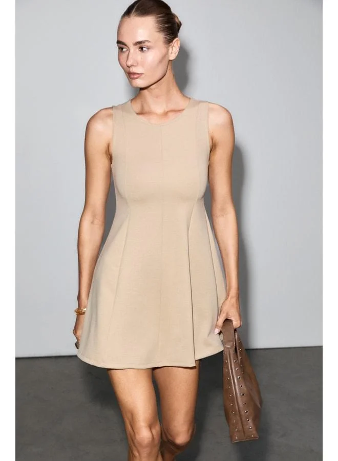 Grimelange CIEL Women's Soft and Stretchable Fabric Round-Collar Sleeveless Mini Viscose Dress.