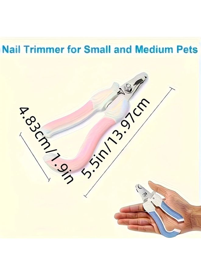 Stainless Steel Pet Nail Clipper Blue 14.5x5.5cm for Cat Dog with File - Image 2