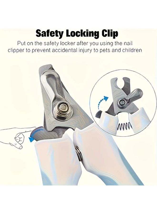 Stainless Steel Pet Nail Clipper Blue 14.5x5.5cm for Cat Dog with File - Image 5