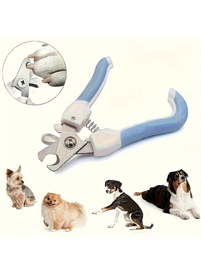 Stainless Steel Pet Nail Clipper Blue 14.5x5.5cm for Cat Dog with File - Image 1
