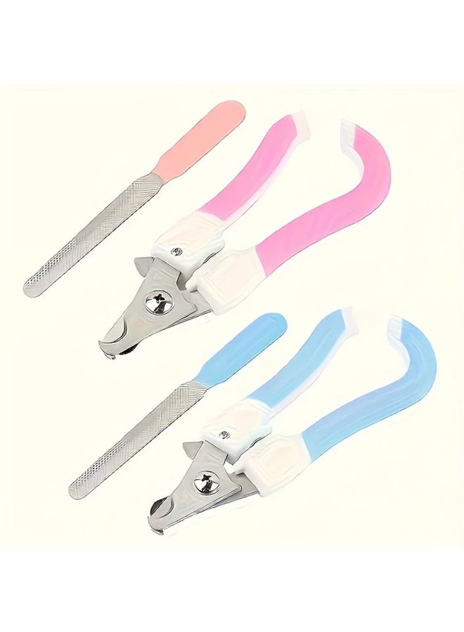 Stainless Steel Pet Nail Clipper Blue 14.5x5.5cm for Cat Dog with File - Image 4