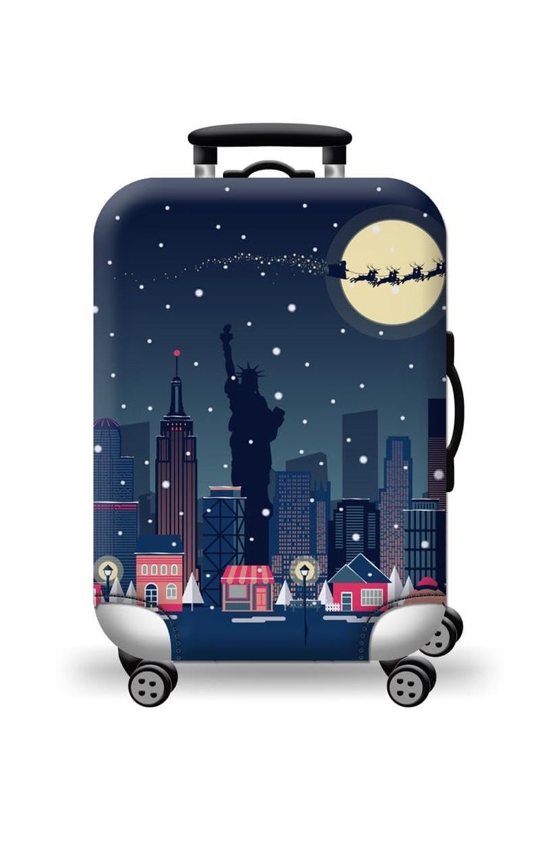 Handcuffs Luggage Cover Trolley Travel Covers, Washable Dust Proof Anti-Scratch Suitcase Protector (Newyork-Night, M (23"-26")) - Image 1