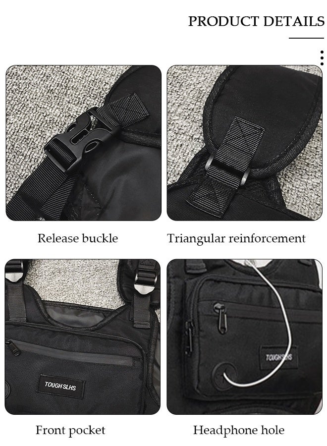 DUNISO Tactical Inspired Sports Chest Bag For Men and Women, Water Resistant Lightweight Running Vest Bag With Built-In Phone Charging Hole & Extra Storage For Workouts, Cycling & Hiking - Image 5