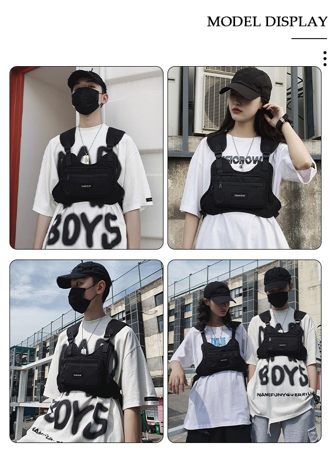 DUNISO Tactical Inspired Sports Chest Bag For Men and Women, Water Resistant Lightweight Running Vest Bag With Built-In Phone Charging Hole & Extra Storage For Workouts, Cycling & Hiking - Image 2