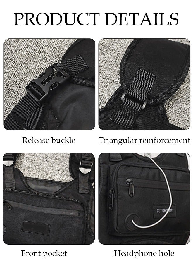 DUNISO Tactical Inspired Sports Chest Bag For Men and Women, Water Resistant Lightweight Running Vest Bag With Built-In Phone Charging Hole & Extra Storage For Workouts, Cycling & Hiking  - Image 3