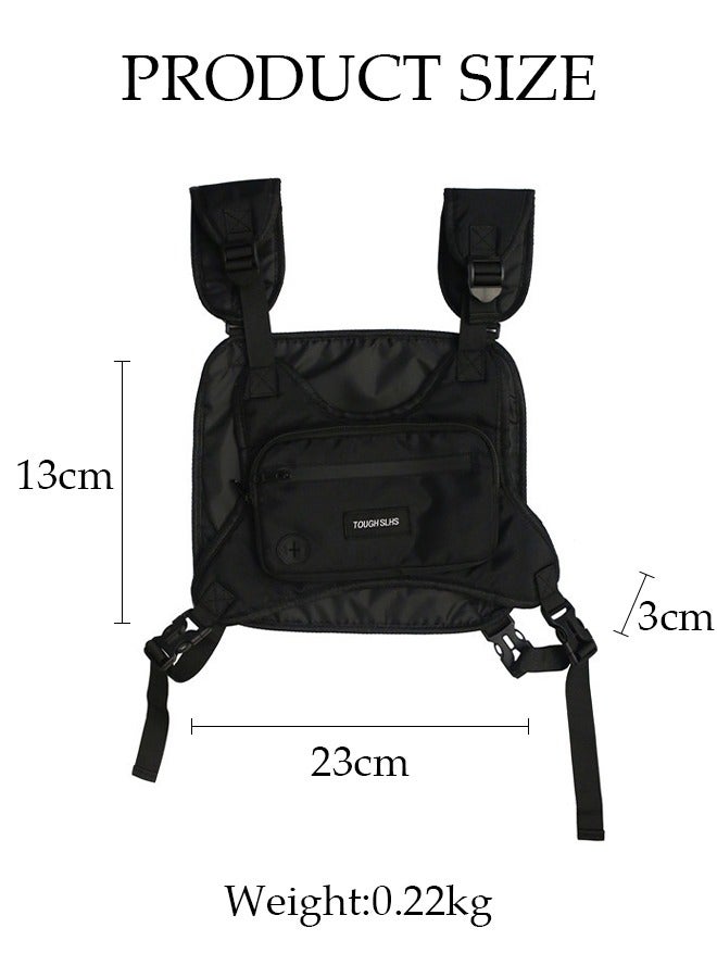 DUNISO Tactical Inspired Sports Chest Bag For Men and Women, Water Resistant Lightweight Running Vest Bag With Built-In Phone Charging Hole & Extra Storage For Workouts, Cycling & Hiking  - Image 5