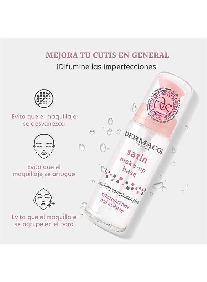 Dermacol Satin Makeup Base, Matte Face Primer for Wrinkles and Pores, Transparent Makeup Primer for Oily Skin & Dry and Combination Skin, Easy to Blend Pore Filling Primer, No Preservatives, 30 mL