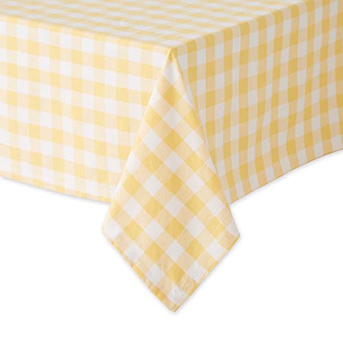 DII Checkered Tabletop Collection 100% Cotton, Machine Washable, Tablecloth, 52x52, Yellow - Image 2