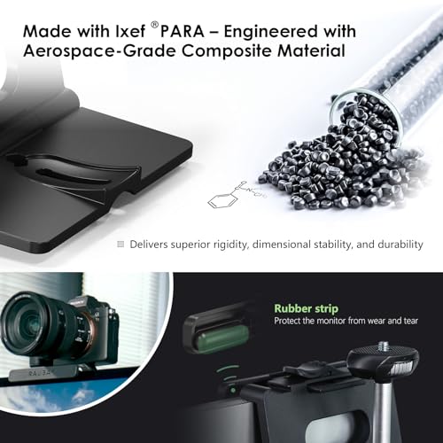 RAUBAY 【Upgraded】 Monitor Camera Mount Stand, Hanging Webcam Clamp with 1/4" Screw, MILC Monitor Top Support for Live Stream, etc. Compatible with Curved Monitors, Maximum Width up to 1.4" CM02 - Image 2