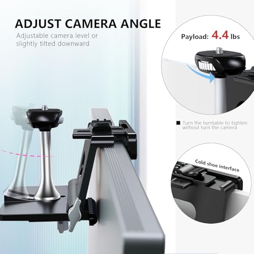 RAUBAY 【Upgraded】 Monitor Camera Mount Stand, Hanging Webcam Clamp with 1/4" Screw, MILC Monitor Top Support for Live Stream, etc. Compatible with Curved Monitors, Maximum Width up to 1.4" CM02 - Image 4