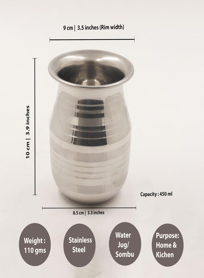Spillbox Stainless Steel Lota | Kalash |Sombu | Theertha Sembu | Vessel |Jug | Karwachauth | Diwali | Mandir Wedding|Kamandal|Gangajal|Water Gangotri|Chambu[Weight:110g Capacity:450ml]- SS Sombu - Image 4