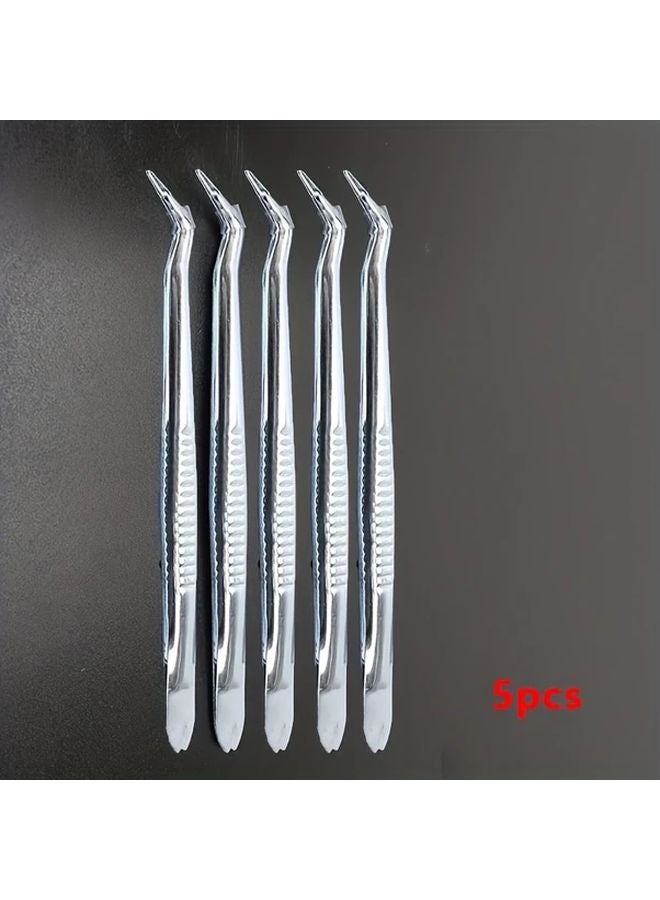 5pcs Precision Stainless Steel Tweezers Set For Bonsai Sewing Nail Art Eyebrow Jewelry Electronic Repair - Image 1