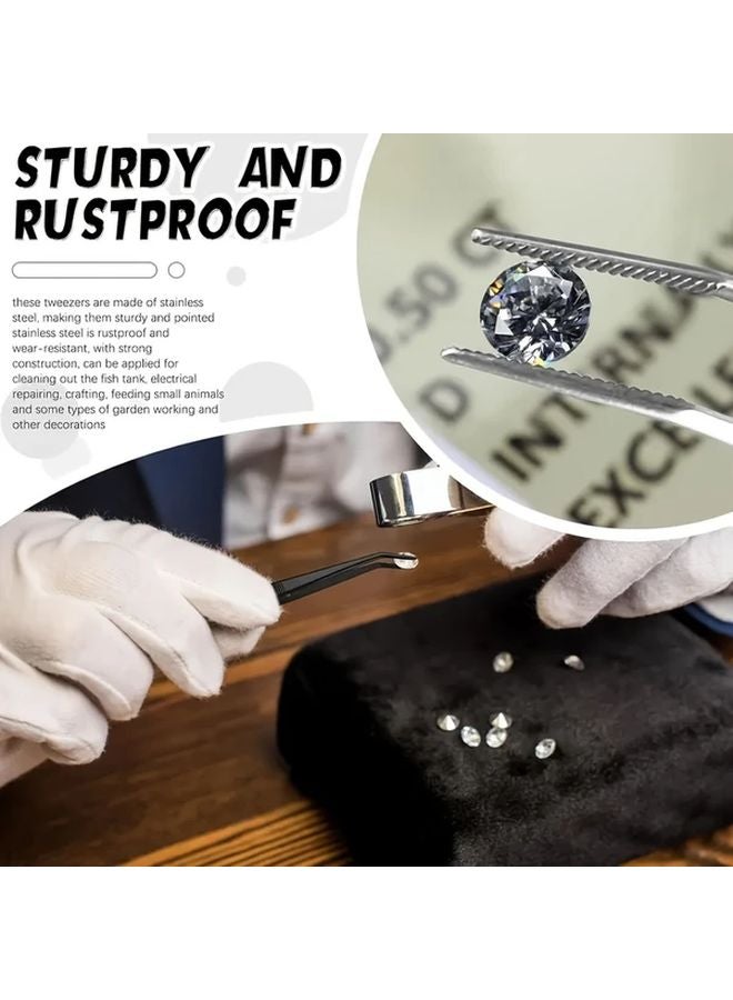 5pcs Precision Stainless Steel Tweezers Set For Bonsai Sewing Nail Art Eyebrow Jewelry Electronic Repair - Image 4