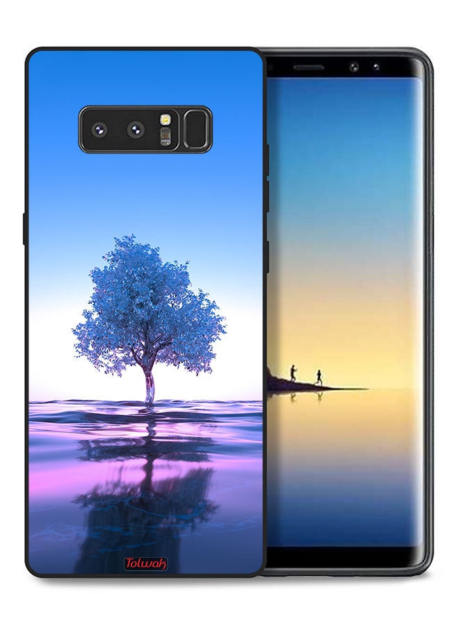Tolwak Samsung Galaxy Note 8 Protective Case Cover Tree Neon Body Of Water Reflection Digital Art - Image 1