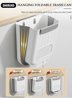 DUNISO Foldable Hanging Trash Can for Kitchen Cabinet Door, Small Collapsible Waste Bins, Household Kitchen Garbage Sorting Hanging Bucket, Large Capacity Toilet Waste Paper Bucket for Cabinet Door Kitchen Drawer Bedroom Dorm Room Car  - Image 2