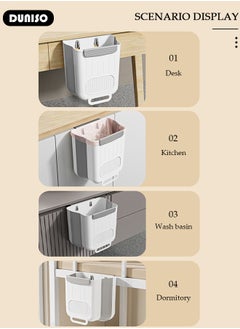 DUNISO Foldable Hanging Trash Can for Kitchen Cabinet Door, Small Collapsible Waste Bins, Household Kitchen Garbage Sorting Hanging Bucket, Large Capacity Toilet Waste Paper Bucket for Cabinet Door Kitchen Drawer Bedroom Dorm Room Car  - Image 3