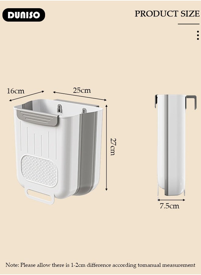 DUNISO Foldable Hanging Trash Can for Kitchen Cabinet Door, Small Collapsible Waste Bins, Household Kitchen Garbage Sorting Hanging Bucket, Large Capacity Toilet Waste Paper Bucket for Cabinet Door Kitchen Drawer Bedroom Dorm Room Car  - Image 4