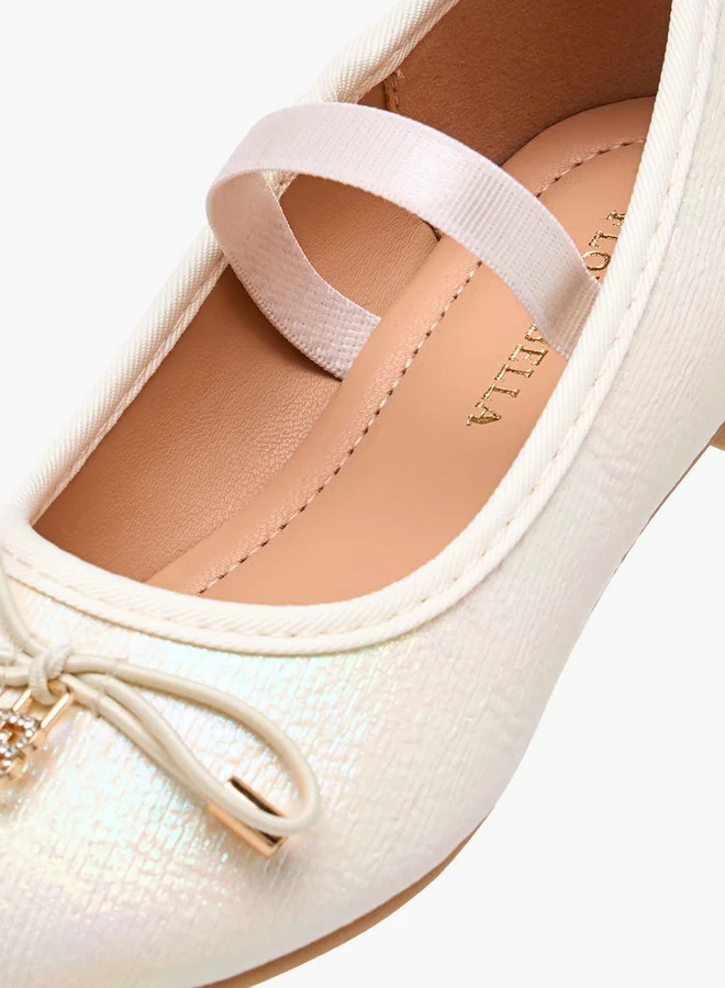 Flora Bella By Shoexpress Girls Bow Accent Ballerina Shoes with Elasticated Strap