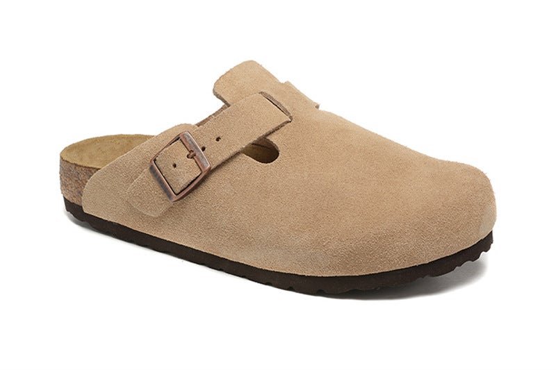 [Top Full Cowhide] Bk Birkenstock Shoes Boston Baotou Half Slippers Genuine Leather Cork Outer Wear Men'S And Women'S Birkenstock Shoes - Image 1