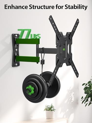 USX MOUNT UL Listed Full Motion TV Mount, Swivel Articulating Tilt TV Wall Mount for 26-65 Inch LED, 4K, Wall Mount Bracket with VESA 400x400mm Up to 77lbs, Perfect Center Design -XMM006-1 - Image 5