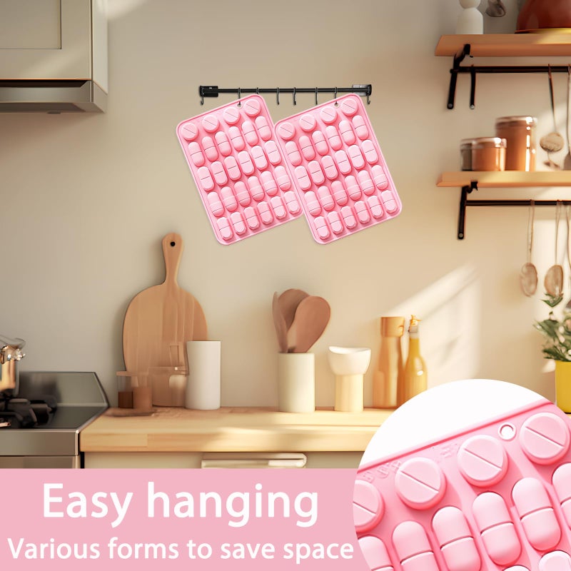 Fchil Silicone Pill Mold Trays for Making Pills, Set of 2, 28-Cavity Capsule Shaped Candy Molds for Chocolate Ice Cube Gummy - Image 4