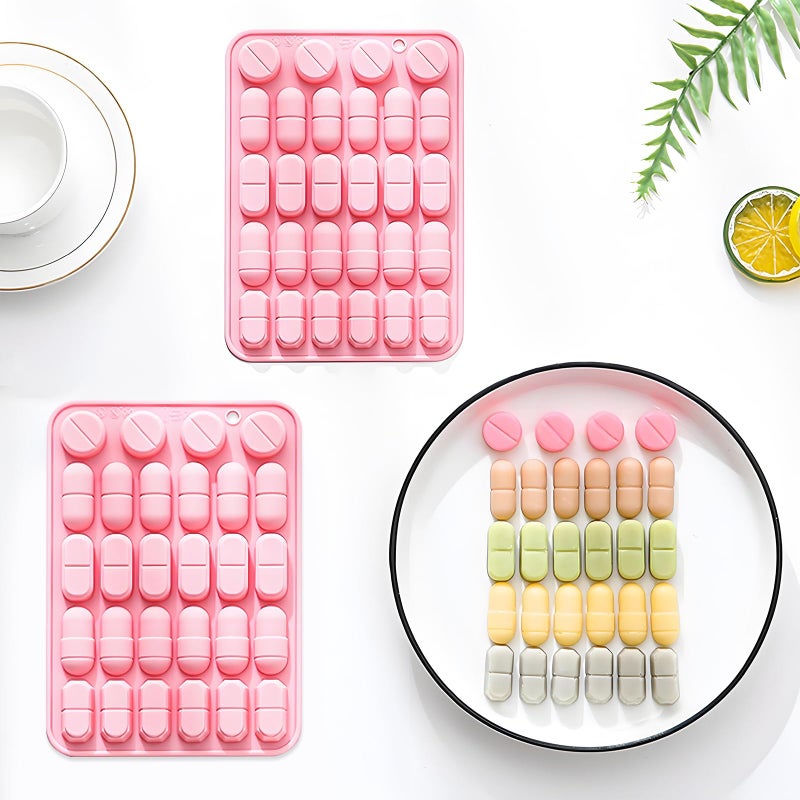 Fchil Silicone Pill Mold Trays for Making Pills, Set of 2, 28-Cavity Capsule Shaped Candy Molds for Chocolate Ice Cube Gummy - Image 5