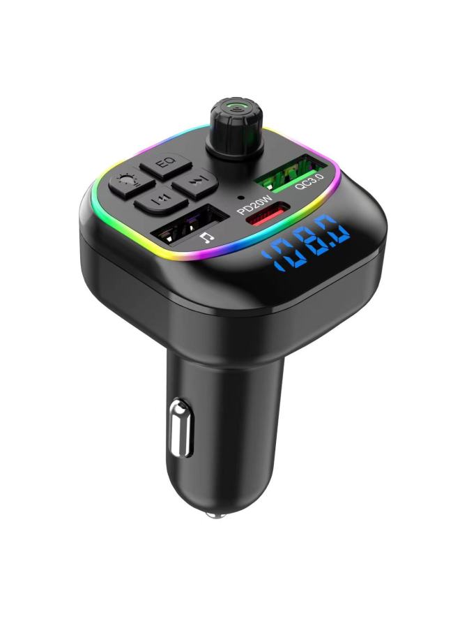 Loquat M54 Mp3 Colorful Atmosphere Light Car Bluetooth Hands-free FM Hands-free Bluetooth With Car Charger-Body Color:Black-Memory Capacity:None - Image 4