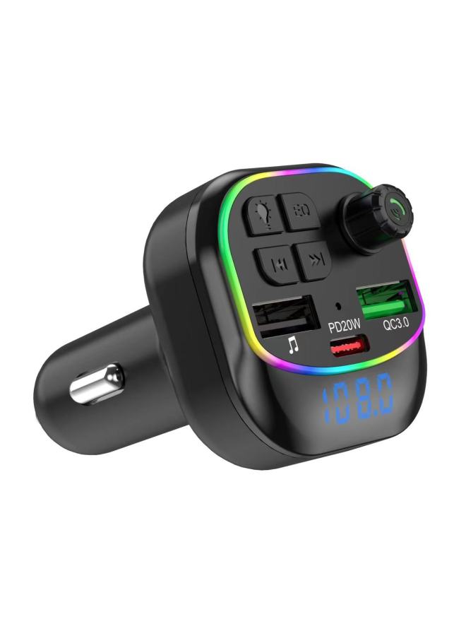 Loquat M54 Mp3 Colorful Atmosphere Light Car Bluetooth Hands-free FM Hands-free Bluetooth With Car Charger-Body Color:Black-Memory Capacity:None - Image 5